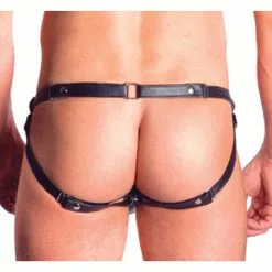 Mister B Leren Posing Pouch Twee Riemen Met Rits -Goedkope KLEDING winkel B220600 b