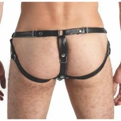 Mister B Leren Posing Pouch Drie Riemen Met Studs -Goedkope KLEDING winkel B221050 b