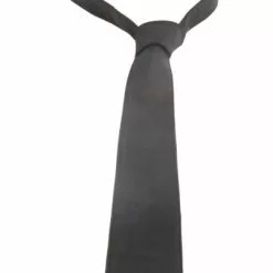 Mister B Leren Stropdas Gestikt - Zwart