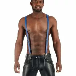 Mister B Leren Bretels - Blauw