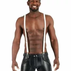 Mister B Leren Bretels - Wit