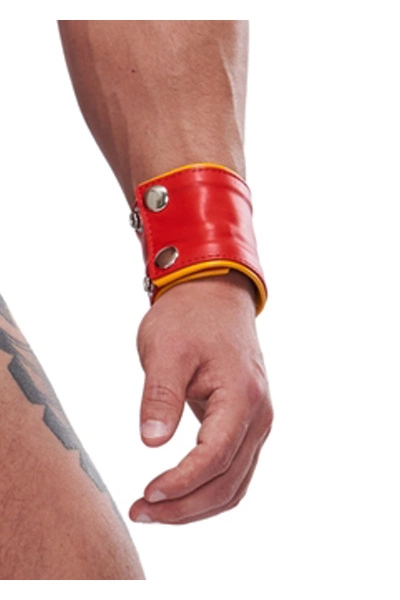 Mister B Leren Circuit Pols Portemonnee - Rood Geel 3 Mister B Leren Circuit Pols Portemonnee - Rood Geel