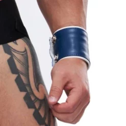 Mister B Leren Circuit Pols Portemonnee - Blauw Wit