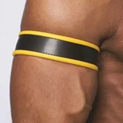 Mister B Leren Biceps Band Zwart - Geel