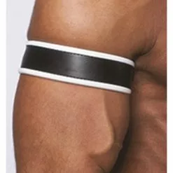 Mister B Leren Biceps Band Zwart - Wit