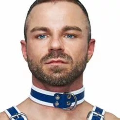 Mister B Leather Circuit Collar Blue-white