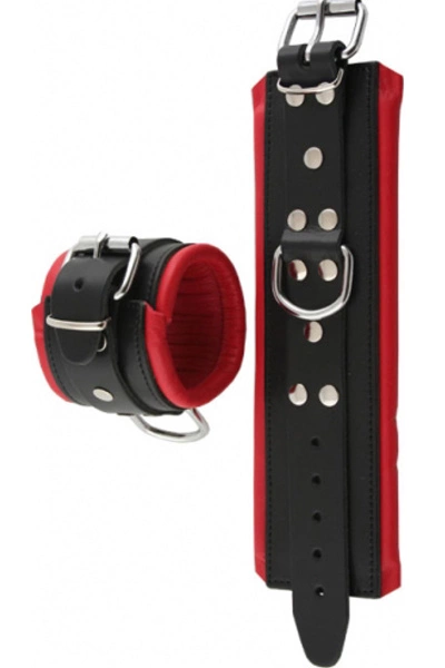 Mister B Leren Gevoerde Polsboeien Rood 3 Mister B Leren Gevoerde Polsboeien Rood