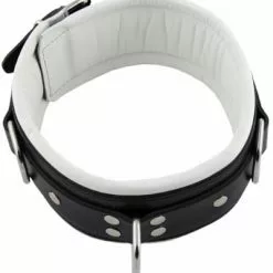 Leren Slavenhalsband Wit Gevoerd