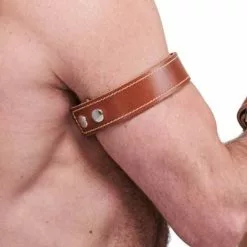 Mister B Leren Biceps Band Gestikt - Bruin