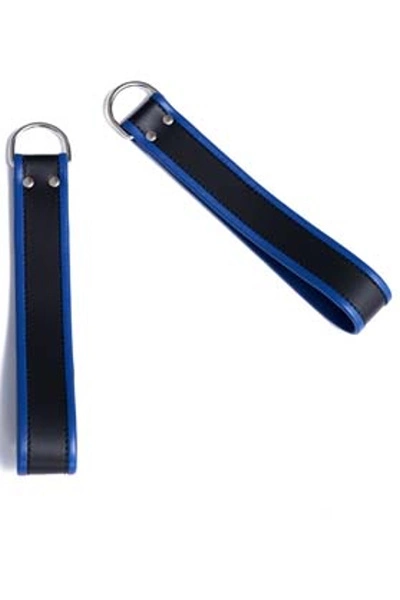 Mister B Leren Enkellussen - Zwart Blauwe Bies 3 Mister B Leren Enkellussen - Zwart Blauwe Bies