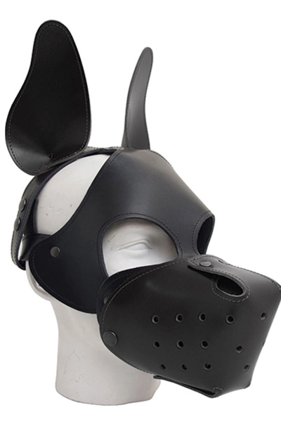 Mister B Leren Ruige Hondenmasker - Zwart Zwart 4 Mister B Leren Ruige Hondenmasker - Zwart Zwart - Afbeelding 2