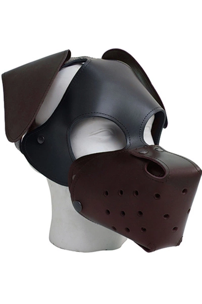 Mister B Leren Onderdanige Hondenmasker - Zwart Bruin 4 Mister B Leren Onderdanige Hondenmasker - Zwart Bruin - Afbeelding 2