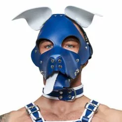 Ister B Leather Circuit Floppy Dog Hood - Blauw Wit
