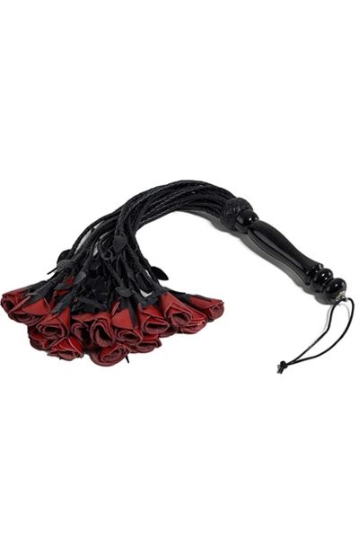 Mister B Leren Flogger Met Rozen - Rood 3 Mister B Leren Flogger Met Rozen - Rood