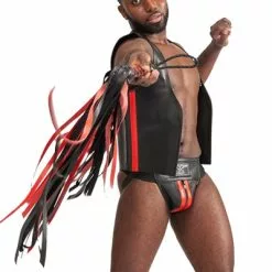 Mister B Impact Premium Leren Flogger - Zwart - Rood - 54 cm -Goedkope KLEDING winkel B655306 b