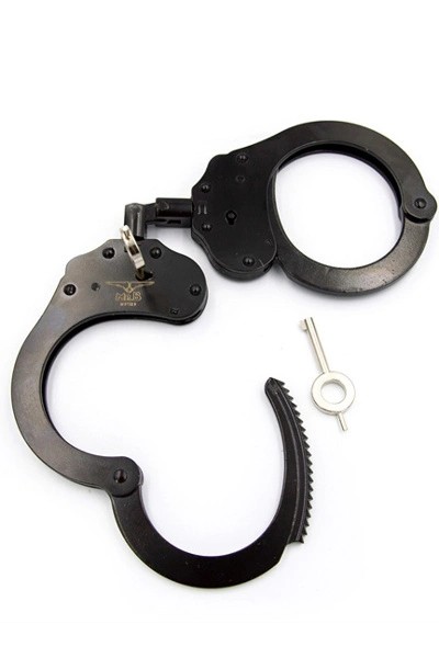 Mister B Handboeien Dubbel Slot Met Ring Staal - Zwart 4 Mister B Handboeien Dubbel Slot Met Ring Staal - Zwart - Afbeelding 2
