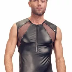 Mouwloos, Nauwsluitend Shirt Smet Mesh Inzetstukken