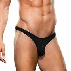 Envy - Microfiber Lowrise Zip Thong M/l Black