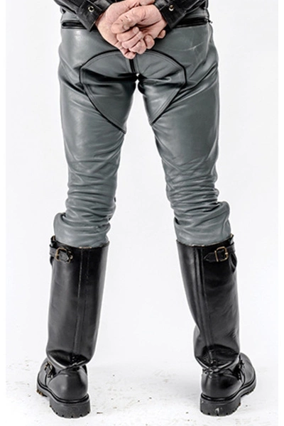 Mister B Leren FXXXer Jeans Grijs Met Zwarte Bies 4 Mister B Leren FXXXer Jeans Grijs Met Zwarte Bies - Afbeelding 2