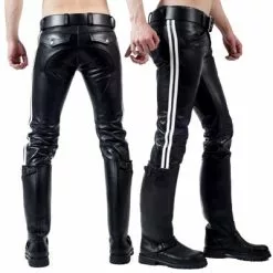 Mister B Leren Ranger Jeans 2 Witte Strepen 5 Mister B Leren Ranger Jeans 2 Witte Strepen -Goedkope KLEDING winkel bn B114100 b