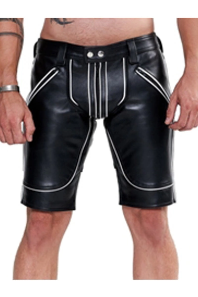 Mister B Leren Fxxxer Short Met Witte Bies 3 Mister B Leren Fxxxer Short Met Witte Bies