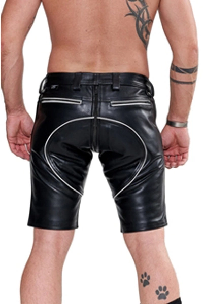 Mister B Leren Fxxxer Short Met Witte Bies 4 Mister B Leren Fxxxer Short Met Witte Bies - Afbeelding 2