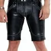 Mister B Leren Fxxxer Short Met Grijze Bies