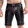 Mister B Leren Fxxxer Short Met Rode Bies
