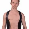 Mister B Leren Muscle Vest Zwart Met Witte Bies 2 Mister B Leren Muscle Vest Zwart Met Witte Bies -Goedkope KLEDING winkel bn B130740