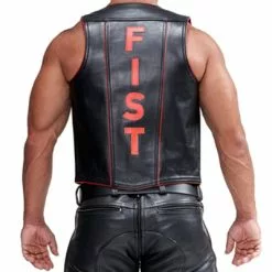 Mister B Leren Muscle Vest Met Embleem -Goedkope KLEDING winkel bn B130750 b