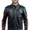 Mister B Leren Biker Jas Zwart Met Rode Strepen 2 Mister B Leren Biker Jas Zwart Met Rode Strepen -Goedkope KLEDING winkel bn B140430