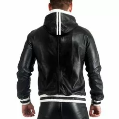 Mister B Leren Trainingsjack Capuchon Witte Strepen 5 Mister B Leren Trainingsjack Capuchon Witte Strepen -Goedkope KLEDING winkel bn B150240 b