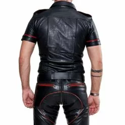 Mister B Leather Police Shirt Short Sleeves Red Piping Xs -Goedkope KLEDING winkel bn B161630 b
