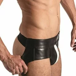 Mister B Leren Powerjock Met Witte Bies -Goedkope KLEDING winkel bn B230140 b