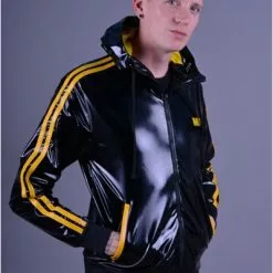 Mr Riegillio Pvc Trainingsjack- Gele Strepen