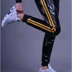 Mr Riegillio Pvc Trainingsbroek- Gele Strepen