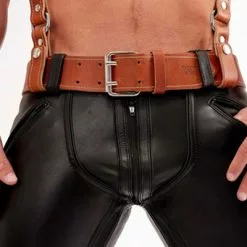 Mister B Leren Riem Gestikt 5 cm Breed, 75cm Lang -Goedkope KLEDING winkel bn B420210 b