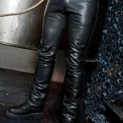 Mister B Leren Riem Gestikt 5cm Breed, 75 cm Lang Zwart -Goedkope KLEDING winkel bn B420300 b