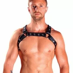 Mister B Leren Borstharnas Met Kruis Achterkant