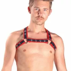 Mister B Leren Borstharnas Met Kruis Achterkant