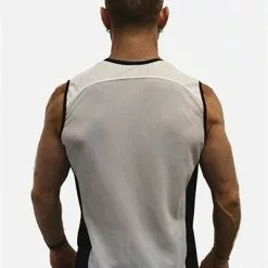 Mister B URBAN Mesh Mouwloos Shirt Zwart Wit -Goedkope KLEDING winkel bn B824280 b